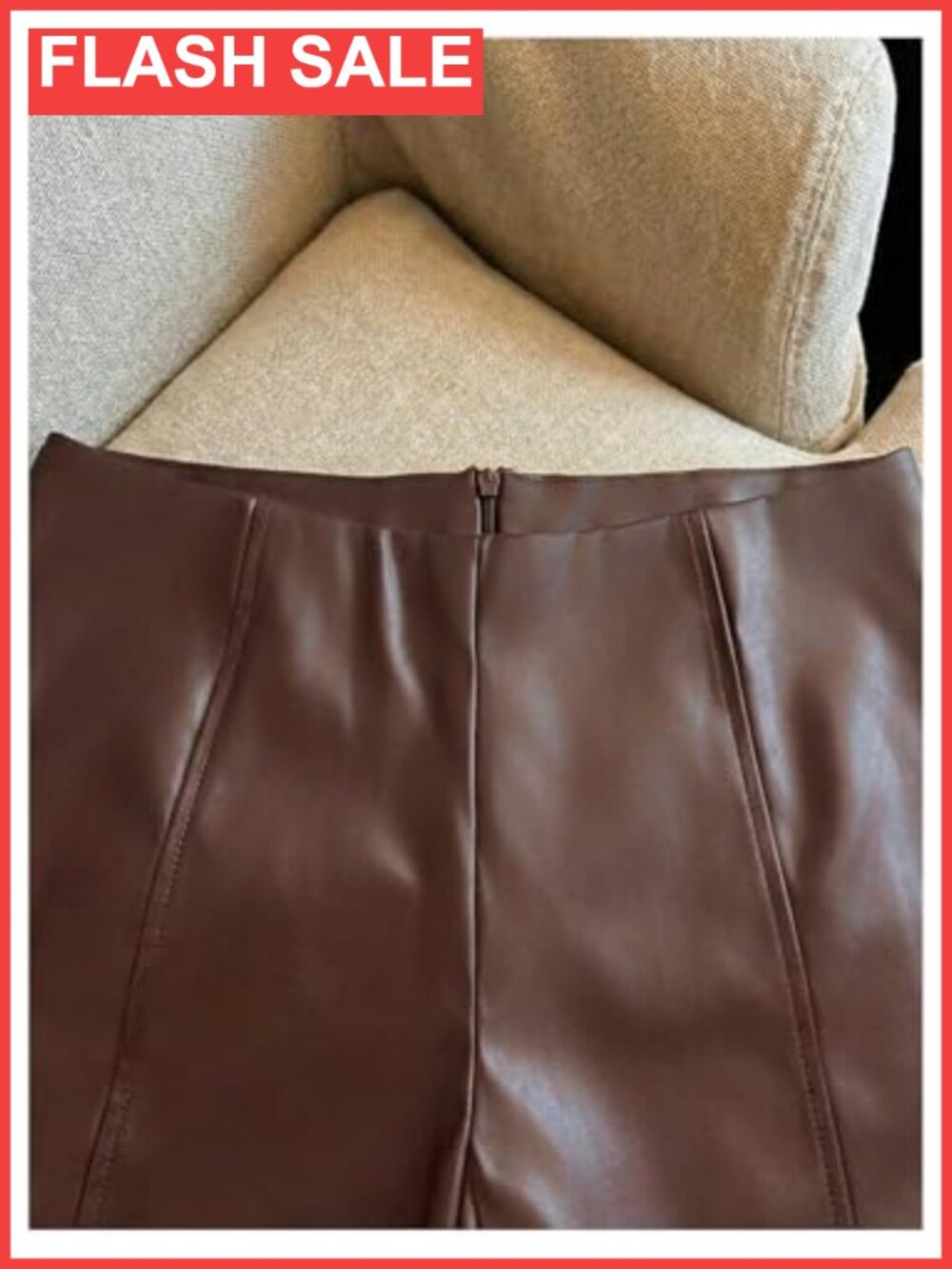 PU Leather Mini Shorts Mid Rise Straight Leg Zipper Back Club Rave - Picture 3 of 4